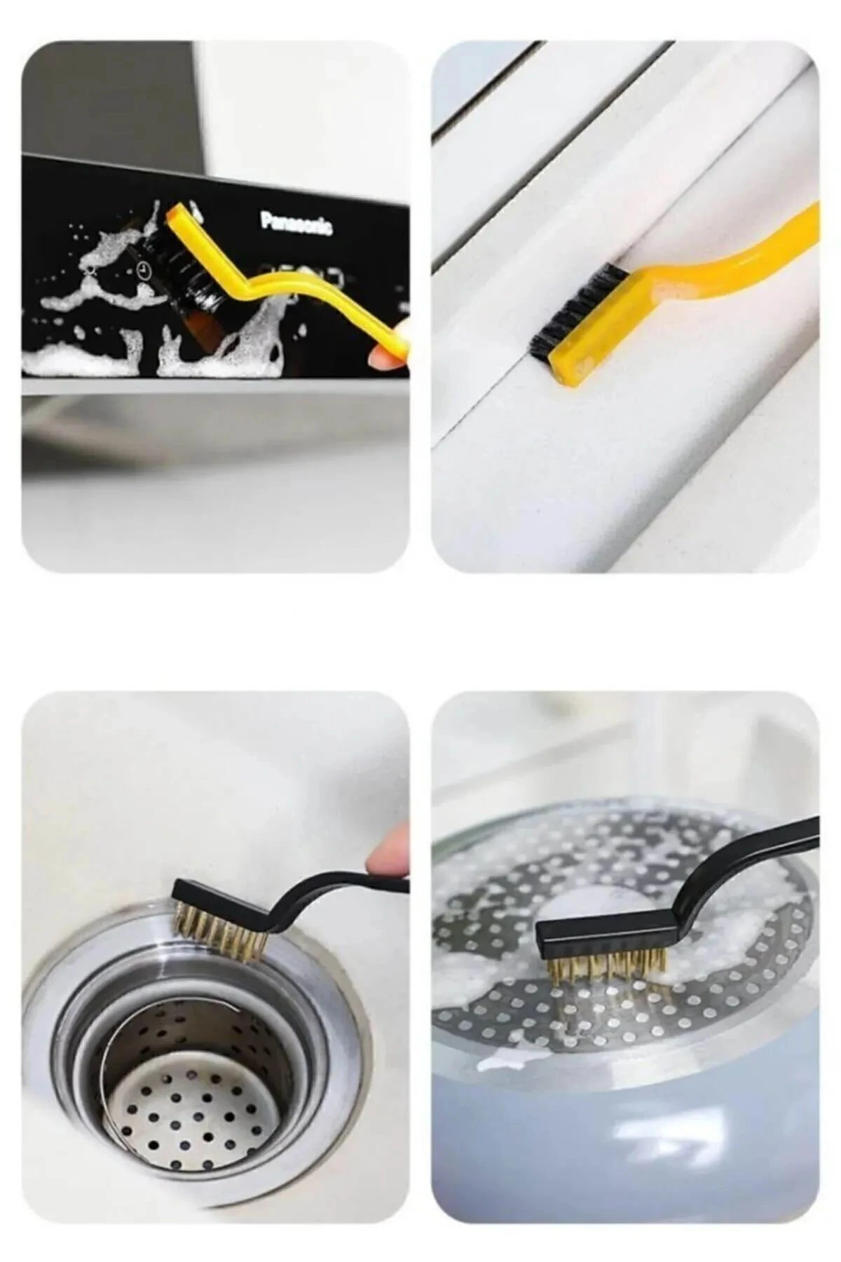 3 Adet Ocak Fırın Mangal Izgara Airfryer Temizliği Tel Pas Sökme Fırçası 3lü Yağ Temizleme Fırçası