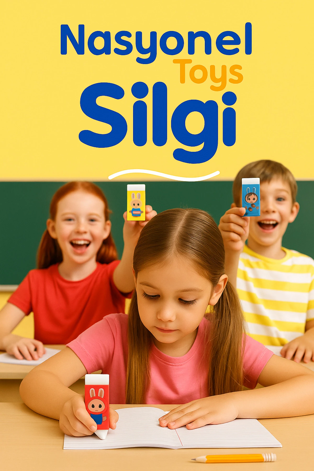 Labubu Baskılı Silgi 4’lü Set – Karışık Desenler