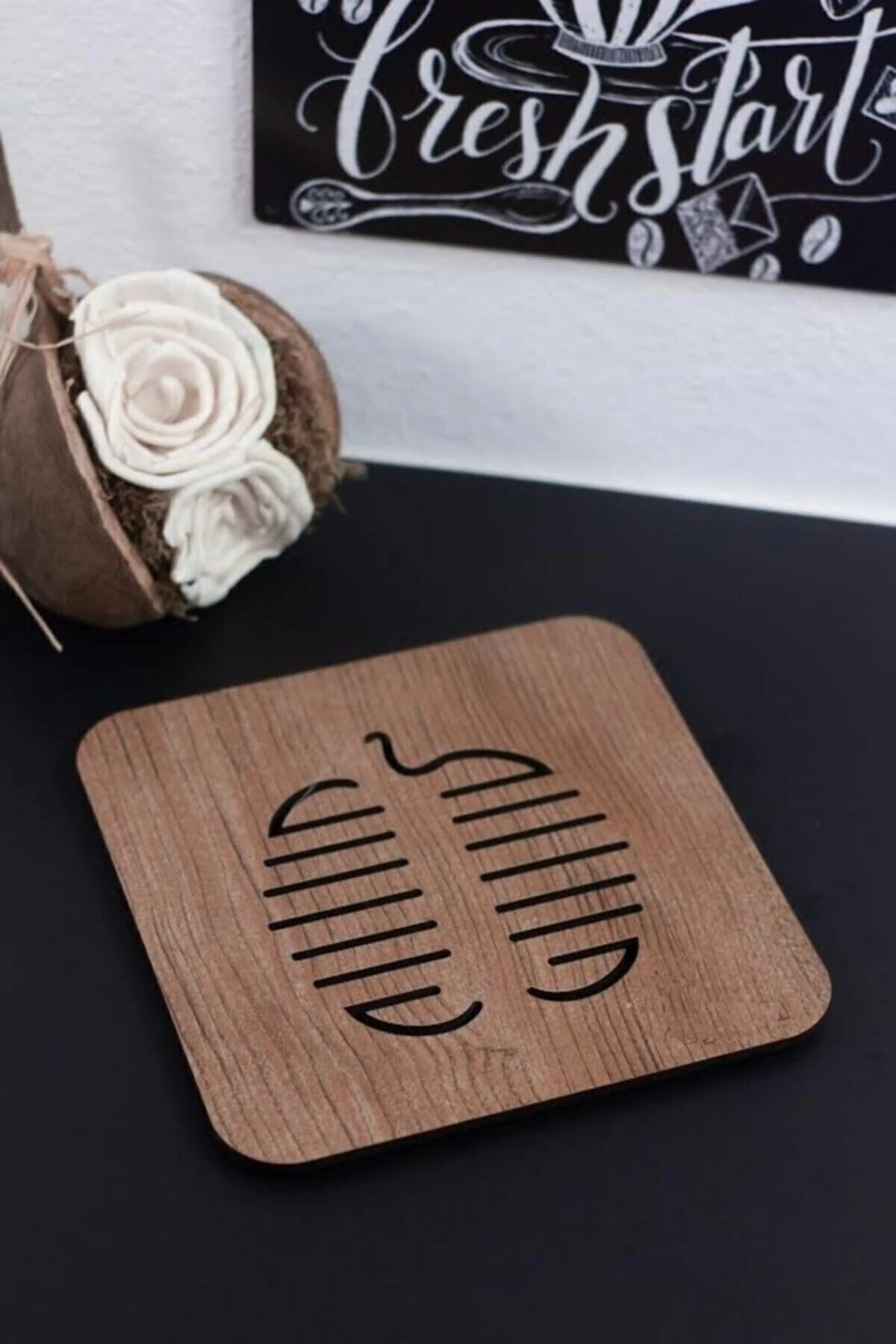 3'lü Ahşap Bardak Altlığı