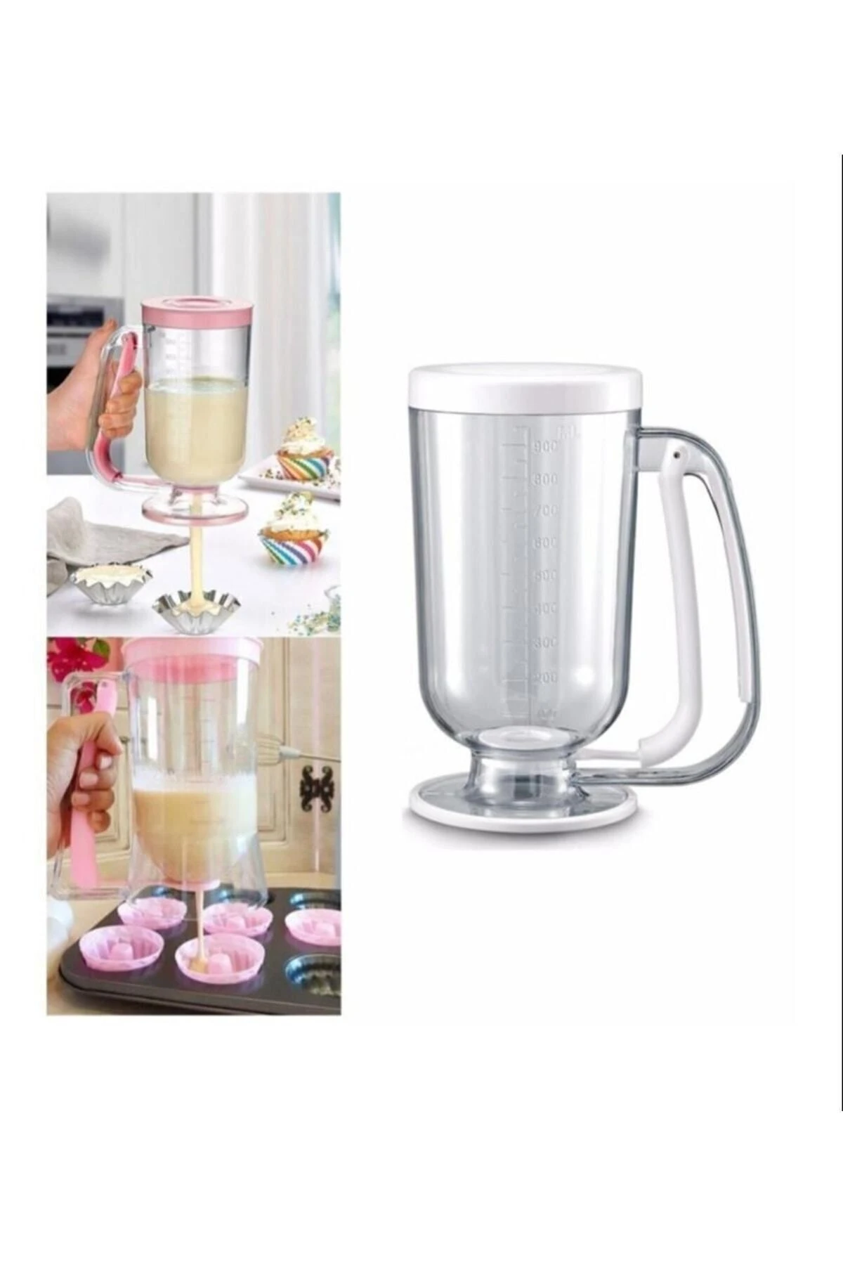 Pratik Ölçekli Hamur Porsiyonlayıcı Aparat Pankek Krep Kek Dağıtıcı Ölçülü Krema Akıtma Dökme Aleti