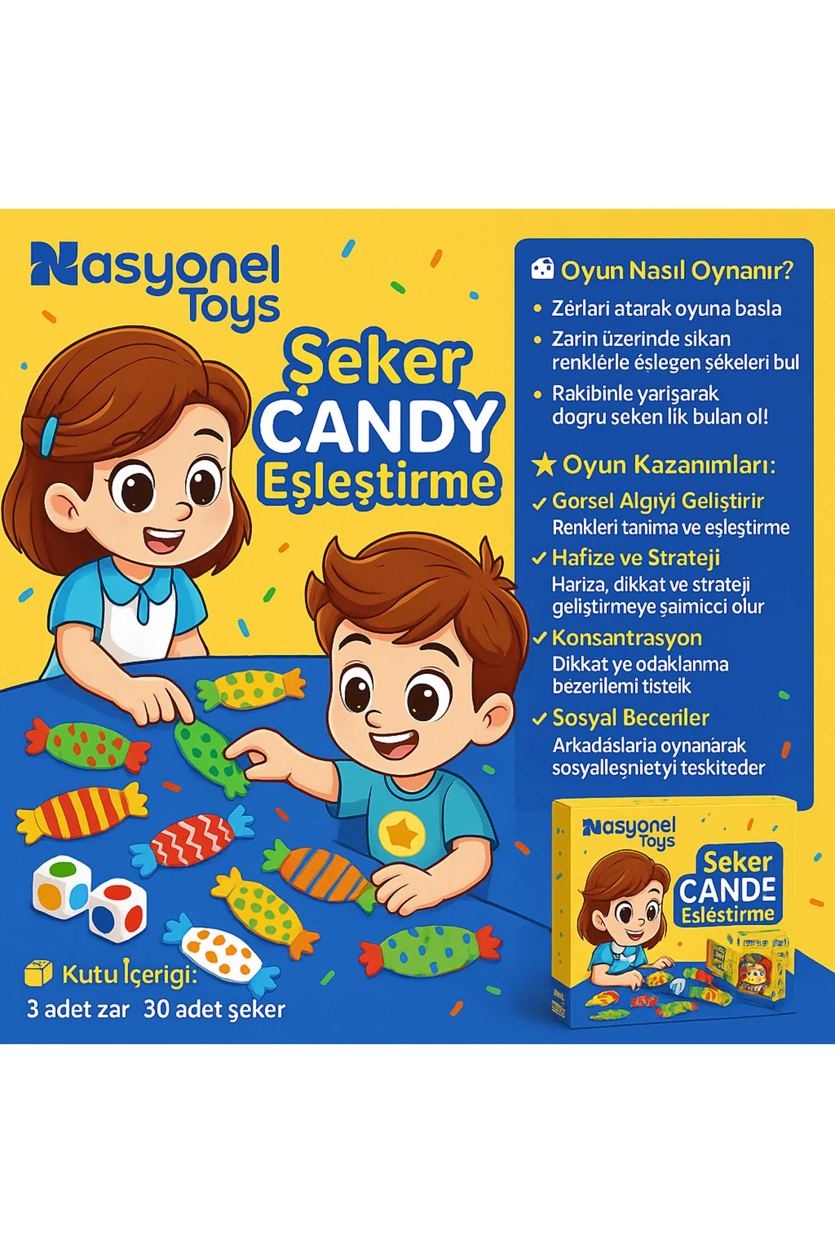 Şeker Candy Eşleştirme - Eğlenceli ve Eğitici Kutu Oyunu -