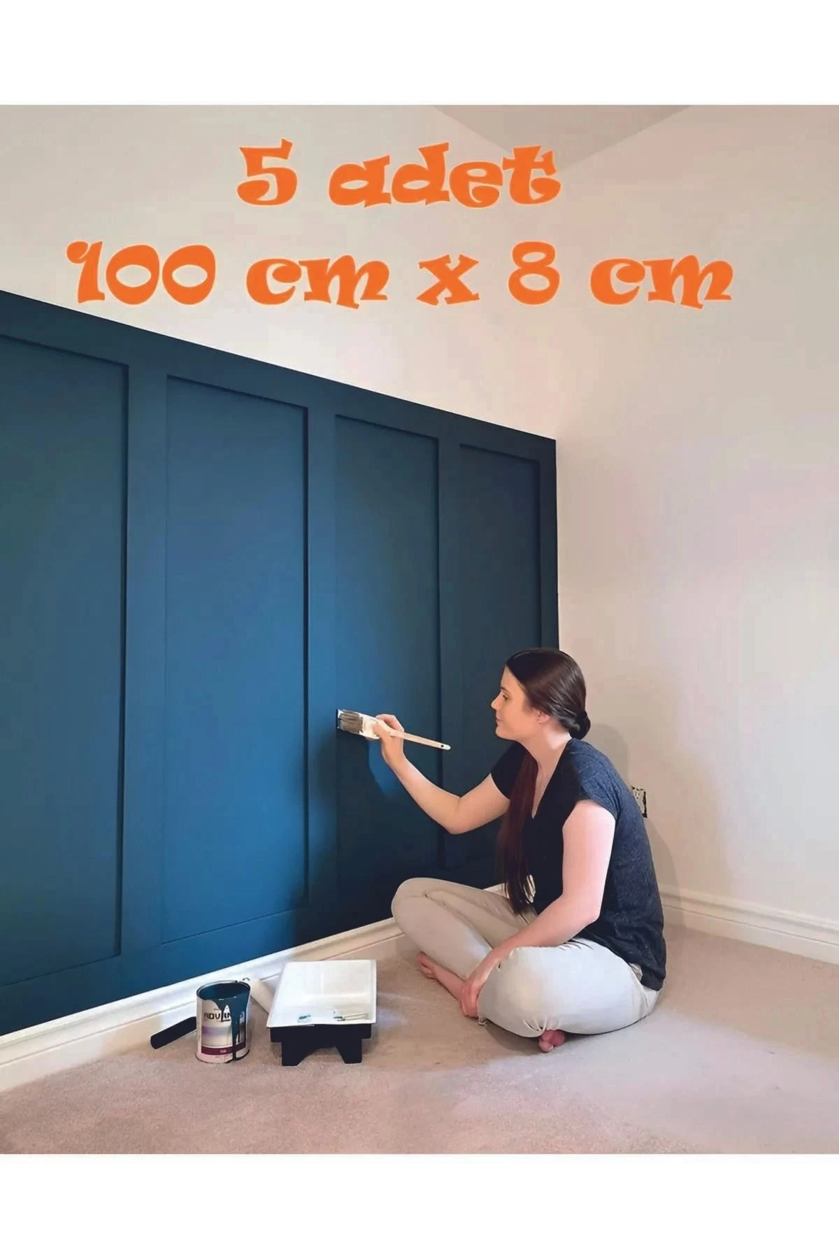 Iskandinav Duvar Çıtası 5 Adet 100 Cm x 8 Cm Dekoratif Duvar Çıtası Boyanabilir Duvar Dekoru Efsane