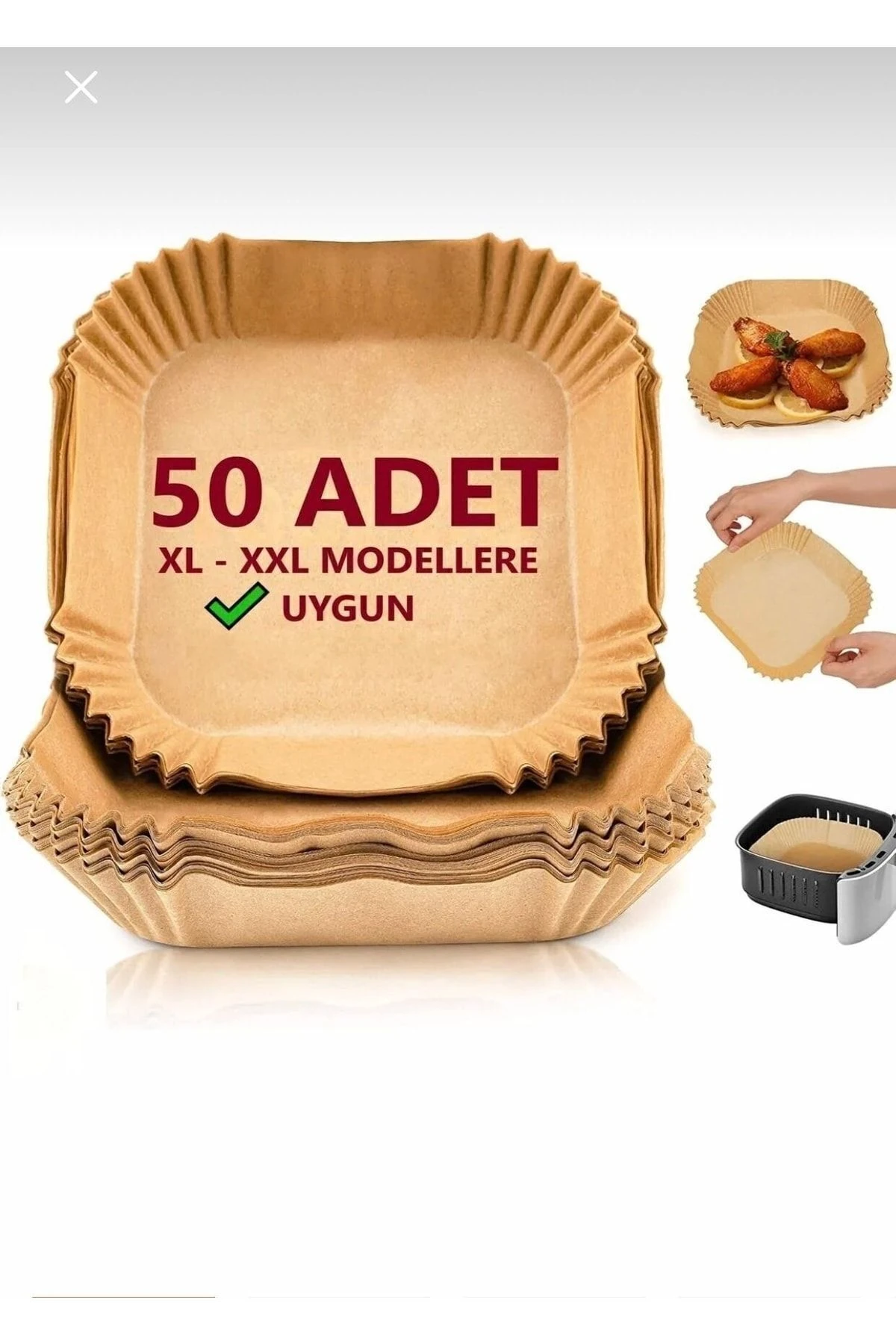 Pişirme Kağıdı Airfryer Xxl Xl Airfryer Yağlı Kağıt Xiaomi Philips Tüm Markalara Uyumlu 50 Adet