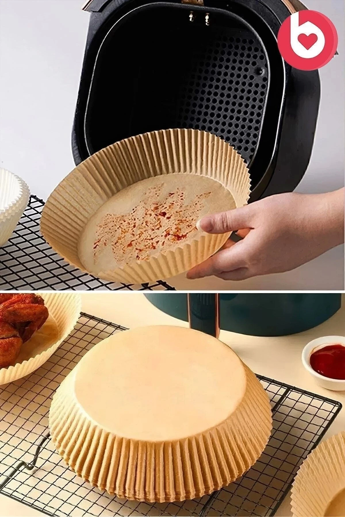 Air Fryer Pişirme Kağıdı 50 Adet Hava Fritözü,koza gift Pişirme Kağıdı Airfryer Yağsız Firitöz