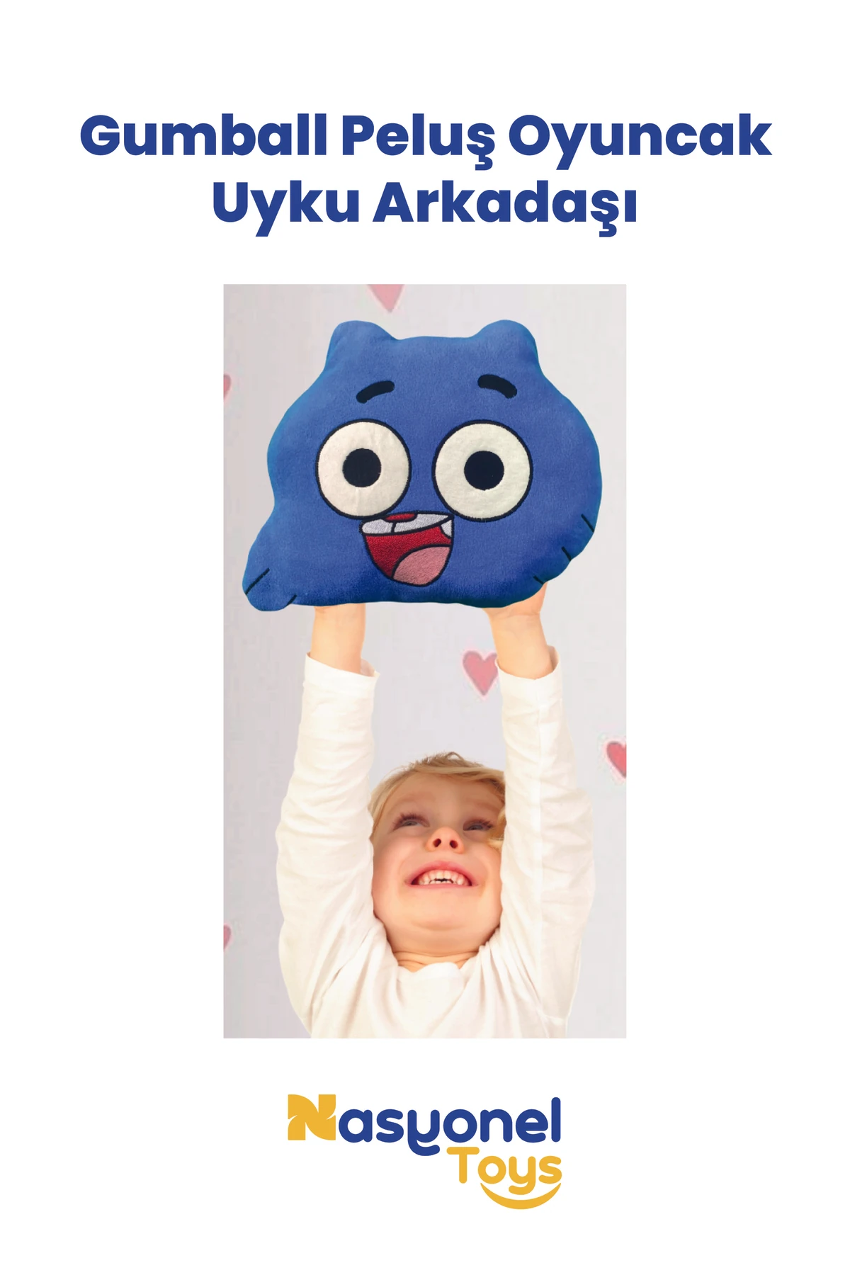 Gumball Peluş Oyuncak 35 cm – Yumuşak Boncuk Elyaf Dolu Uyku Arkadaşı –