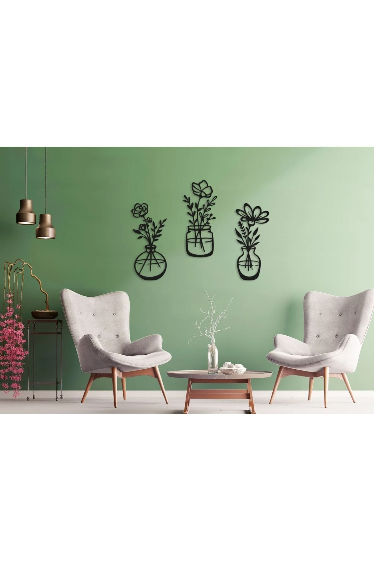 Decovista Ev Ofis Mutfak Ve Banyo Için Ahşap Dekoratif Duvar Vazo Çiçekler Vase 35x15cm