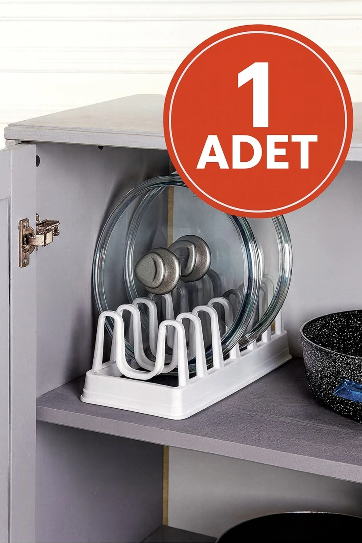 1 Adet Tencere Kapağı Organizeri - 6 Bölmeli Tencere Kapak Dolap Içi Düzenleyici Kapak Düzenleyicisi