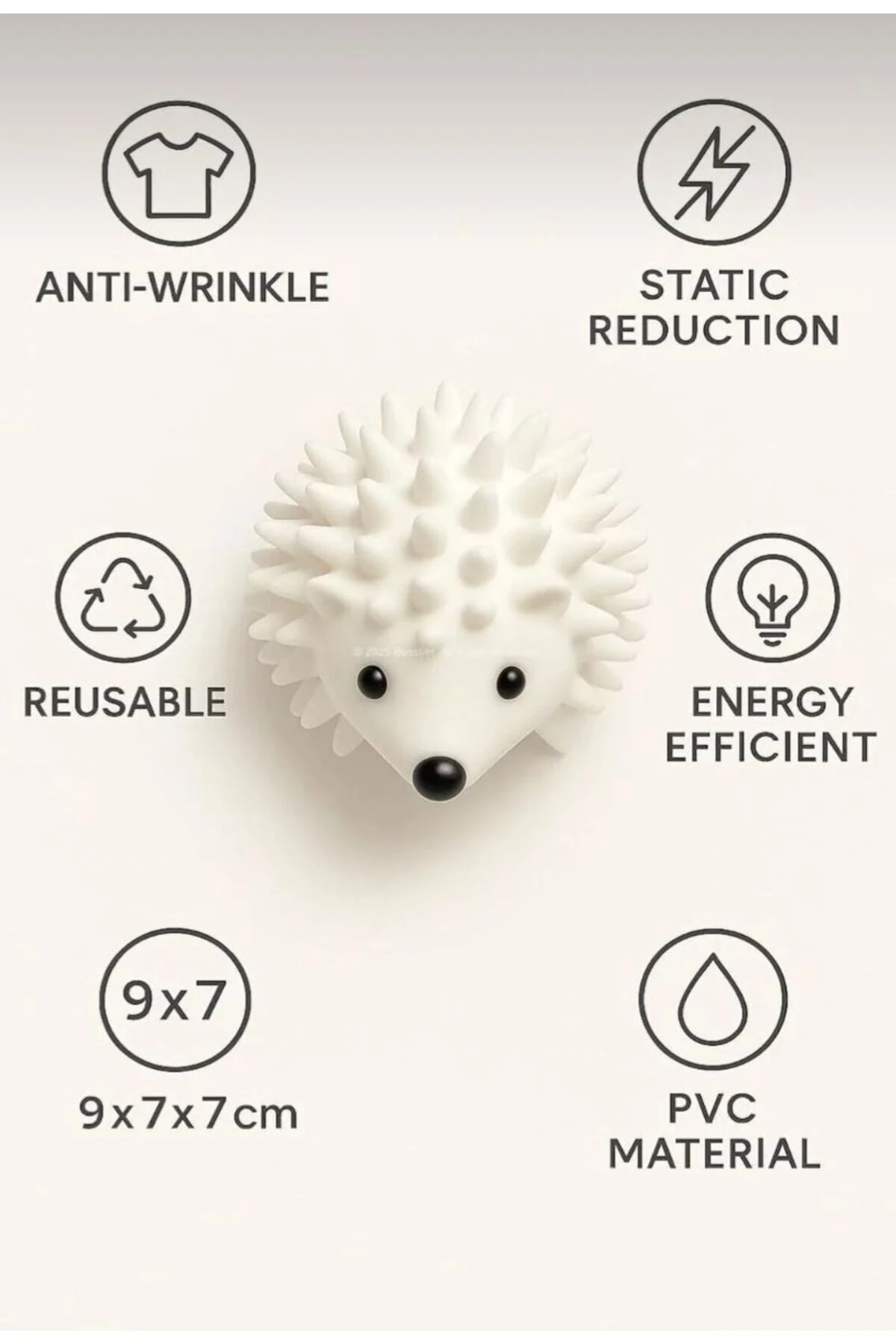 Kirpi Şekilli Çamaşır Kurutma Topu 2'li Set – Anti Statik ve Kırışıklık Önleyici