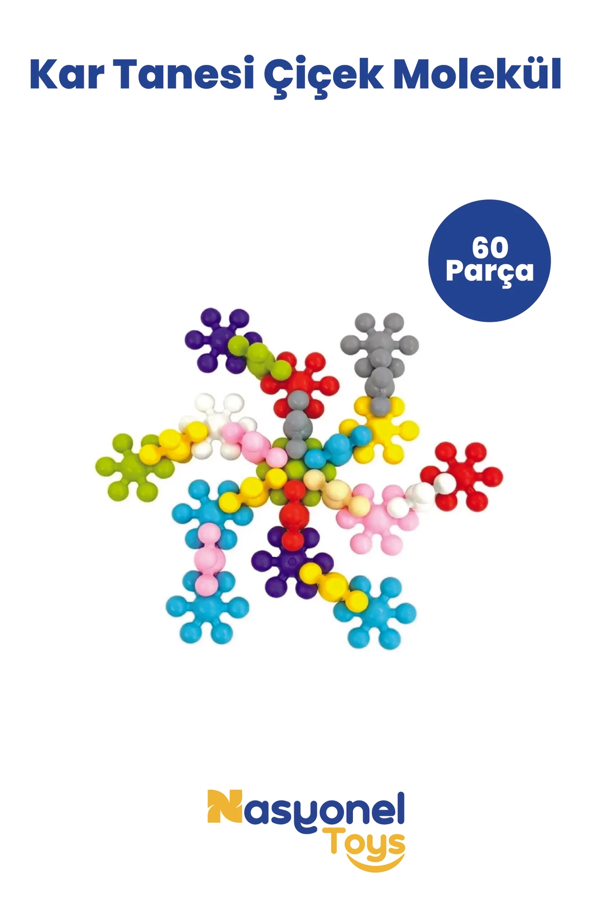 Kar Tanesi Molekül Yapı Taşları 60 Parça Eğitici Oyuncak – Zeka Geliştirici –