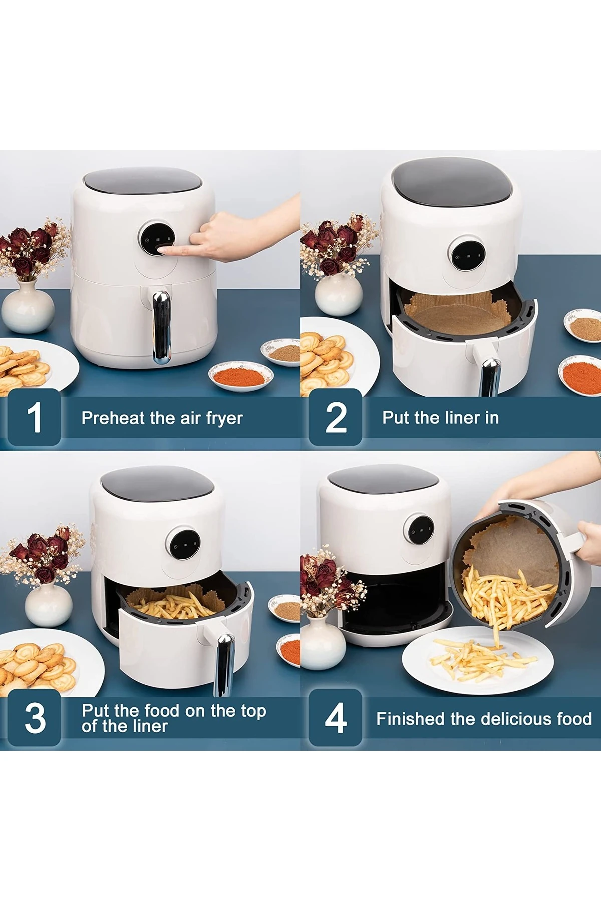 Airfryer Pişirme Kağıdı Hava Fritözü Kare Model Pişirme Kağıdı Airfryer Yağsız Firitöz 50 Adet
