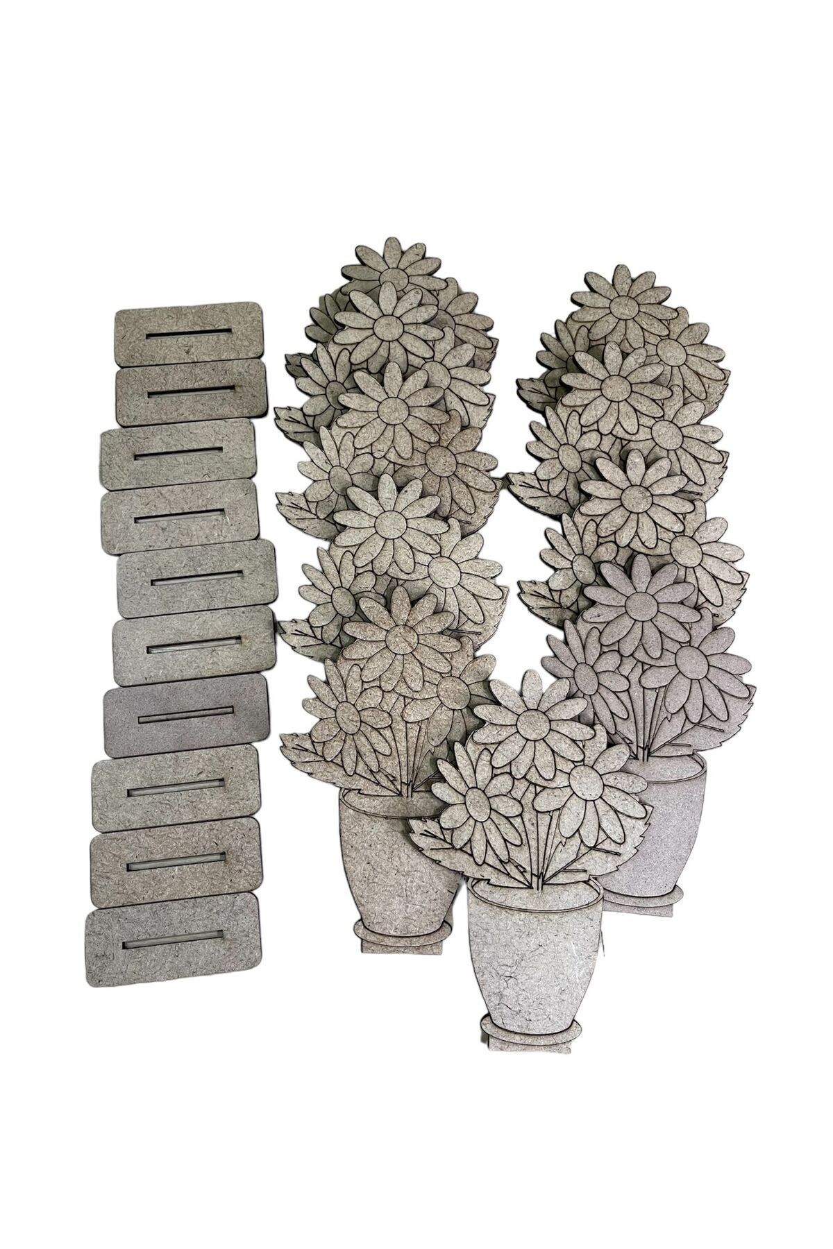 Vazolu Çiçek Ahşap Oyuncak ( 10 Adet )Aktivite Karne Hediyesi Yaz Okulu Kreş Anaokulu