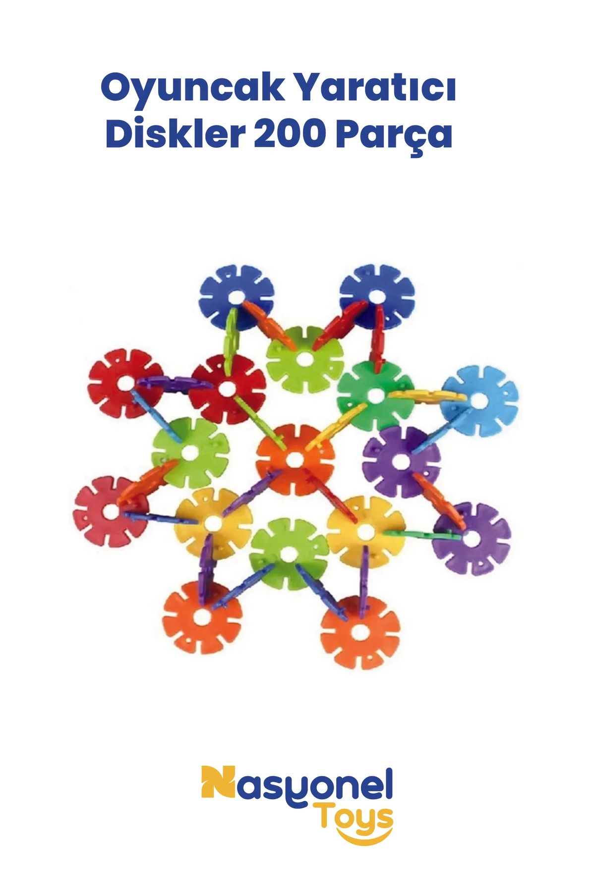 200 Parça Yaratıcı Disk Yapı Oyuncağı – Eğitici Set – Renkli Zeka Geliştirici Oyun –