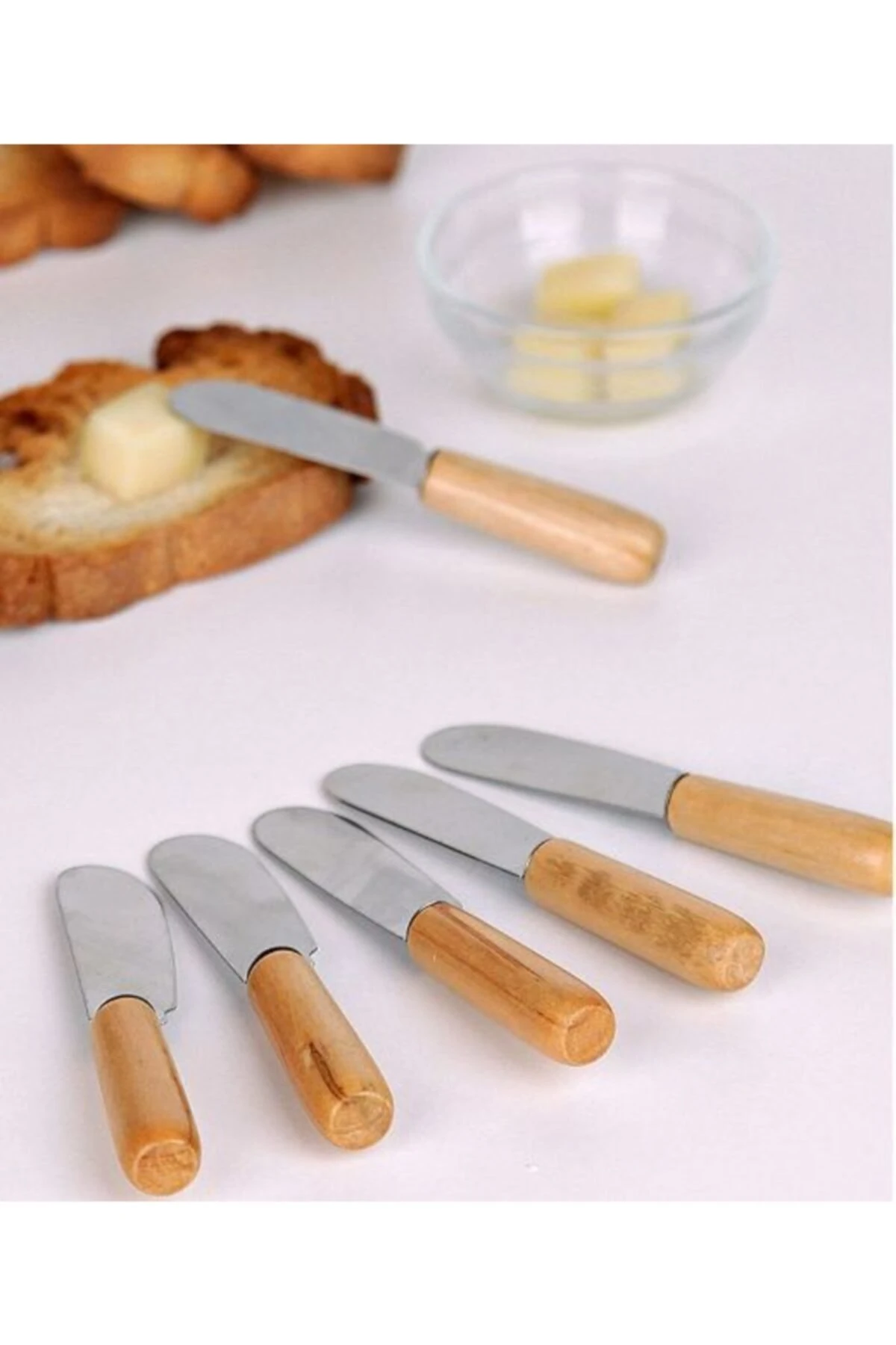 Bambu Saplı Tereyağı, Reçel, Çikolata Bıçağı 6'lı Tereyağ Ve Peynir Bıçağı Reçel Bıçağı