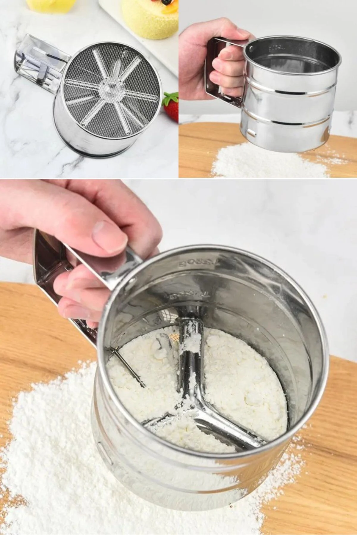 Metal Lüx Paslanmaz Çelik Pratik Un Eleği Pasta Malzemeleri, Paslanmaz Çelik Un Ve Şeker Eleği Elek