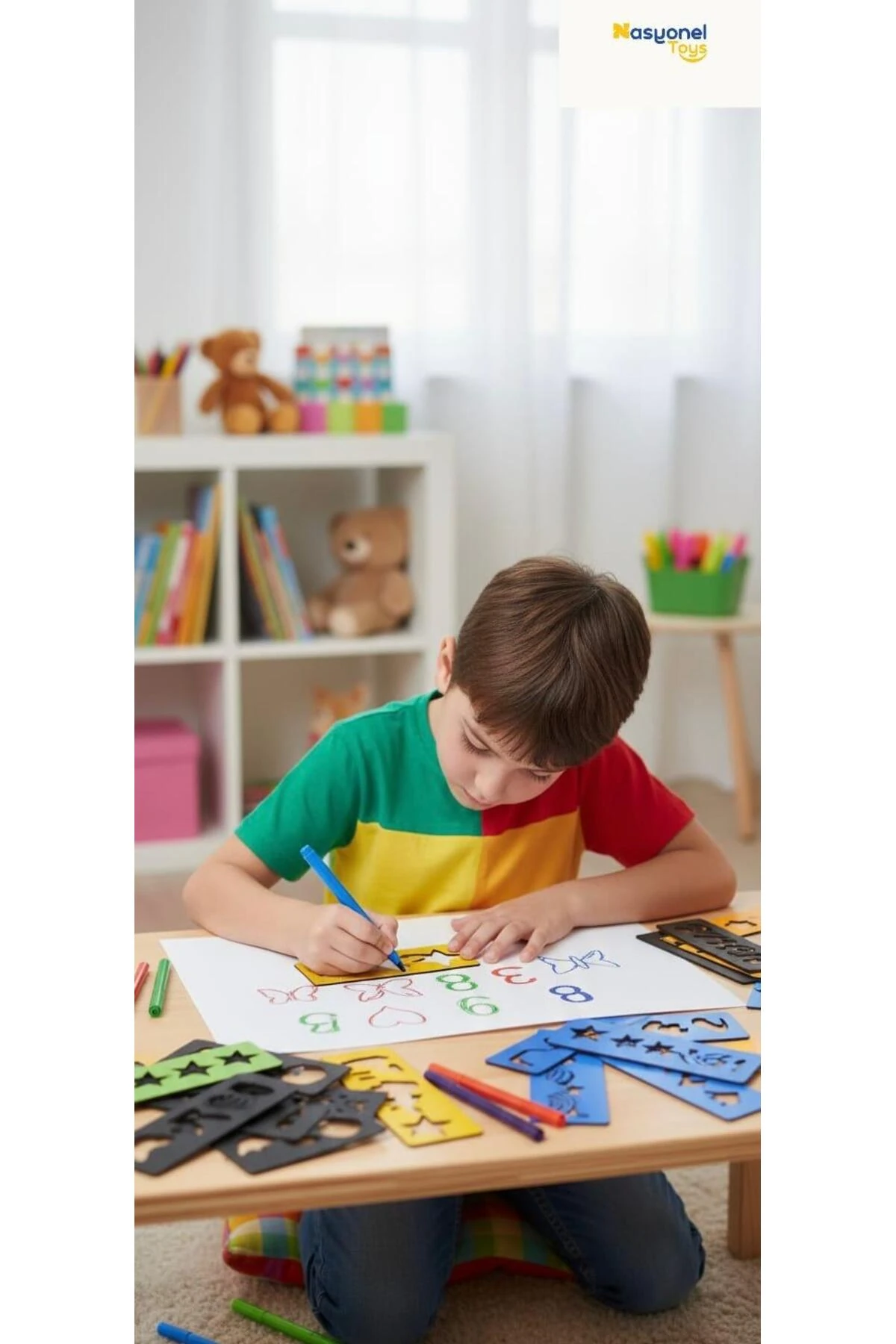 Montessori Tarzı Şekil ve Sayı Çizim Seti | Eğitici Oyuncak - 16 Parça