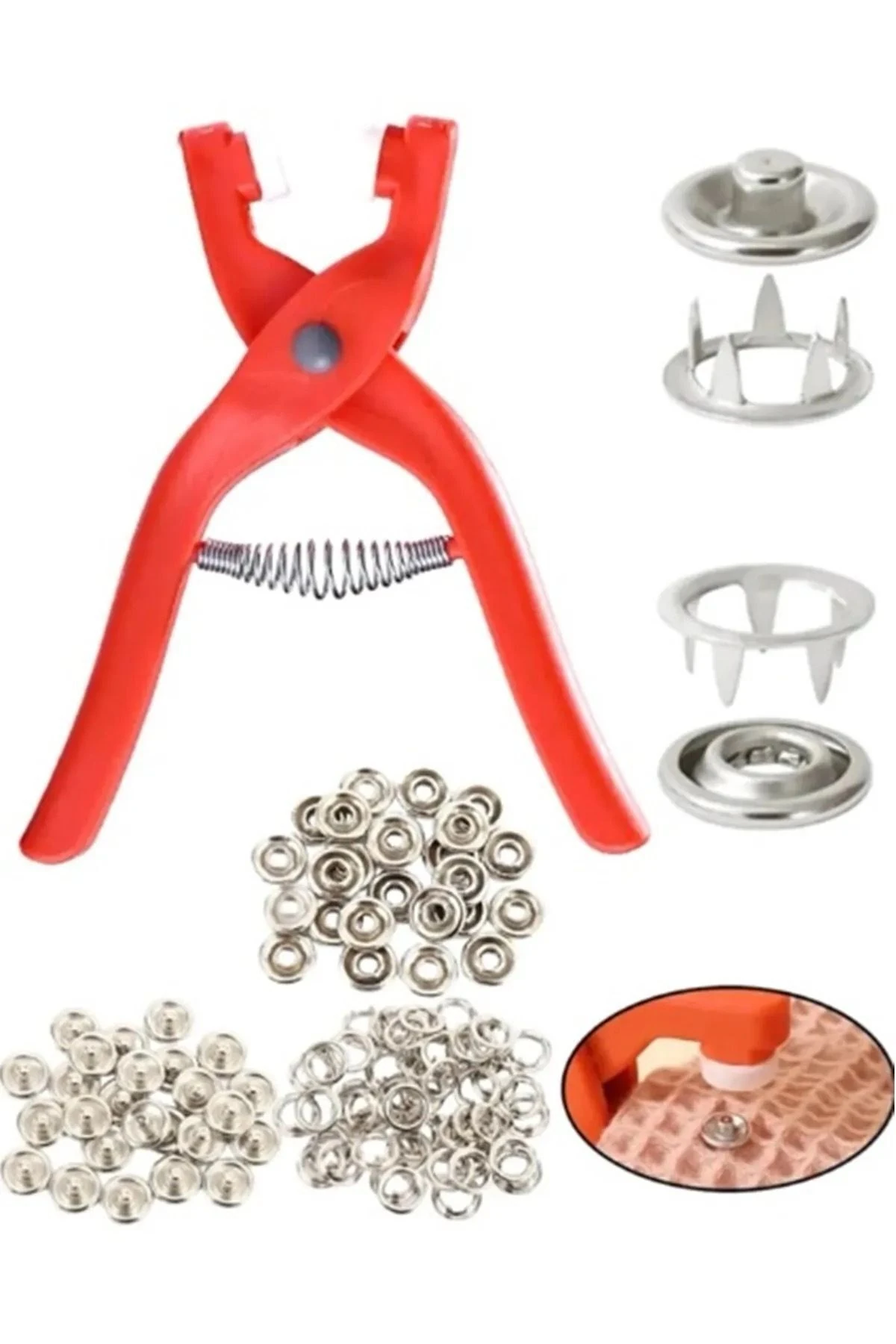 Pratik 100'lü Çıt Çıt Takma Çakım Makinesi Takım Seti Saklama Kutusu Dahil 9.5 Mm Çıt Çıt Takma Seti