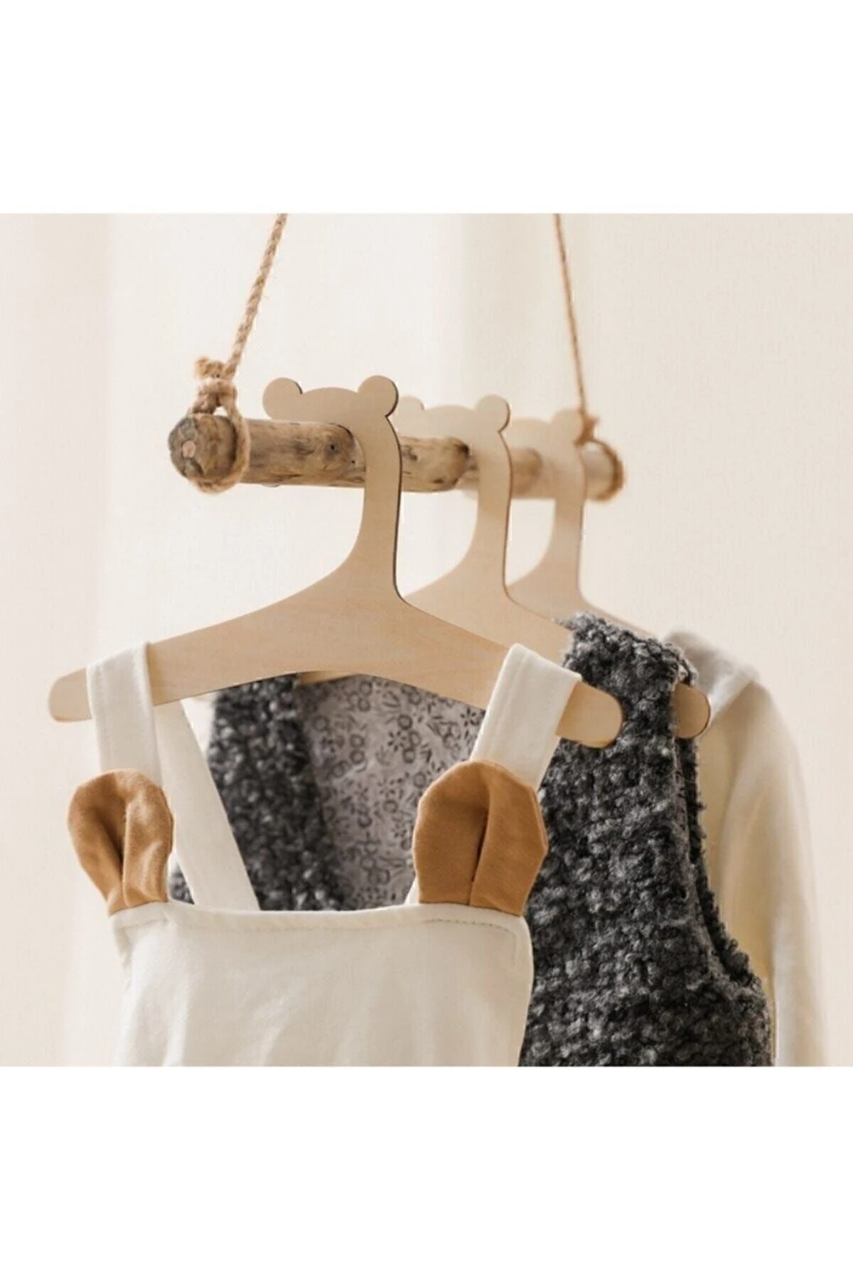 Ahşap Çocuk Askısı 7 Adet Askılık - Bebek Askılığı