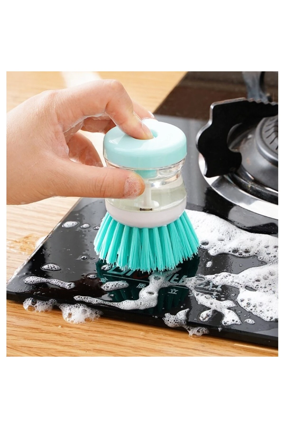 Pratik Sıvı Deterjan Hazneli Bulaşık Fırçası | Hazneli Mutfak Banyo Lavabo Yıkama Fırçası