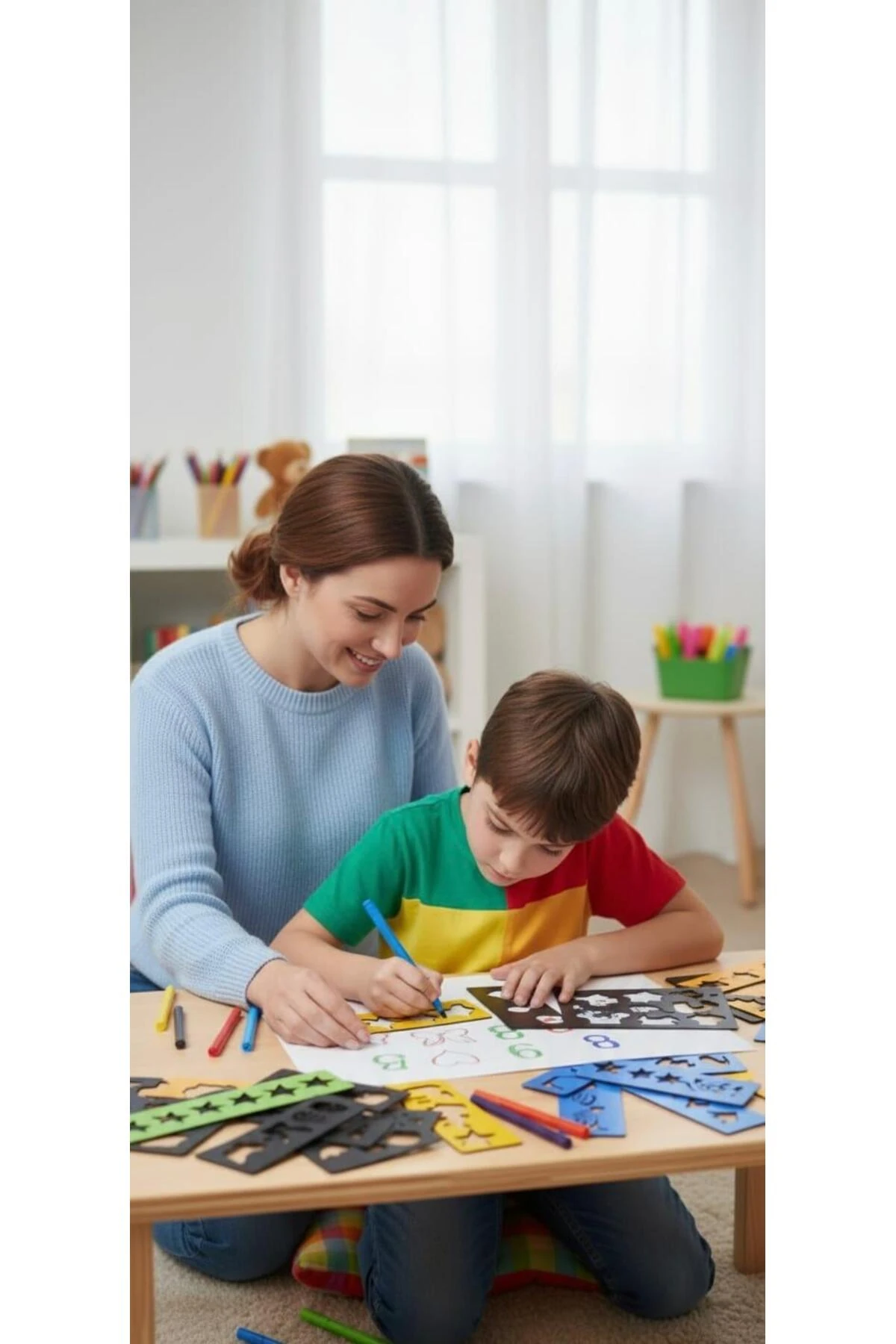 Montessori Tarzı Şekil ve Sayı Çizim Seti | Eğitici Oyuncak - 16 Parça