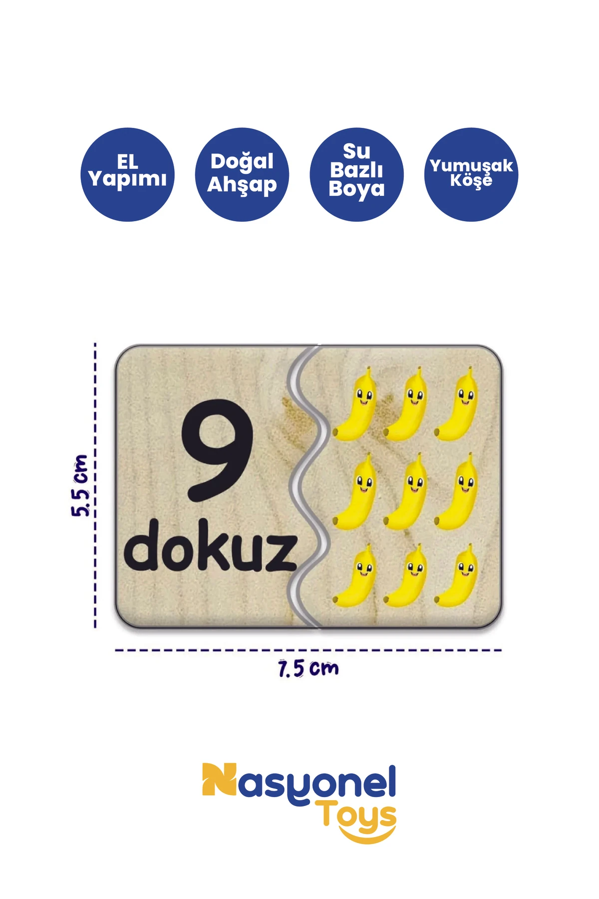 Eğitici Ahşap Zeka Kartları 20 Parça – Sayıları Öğreniyorum +2 Yaş –