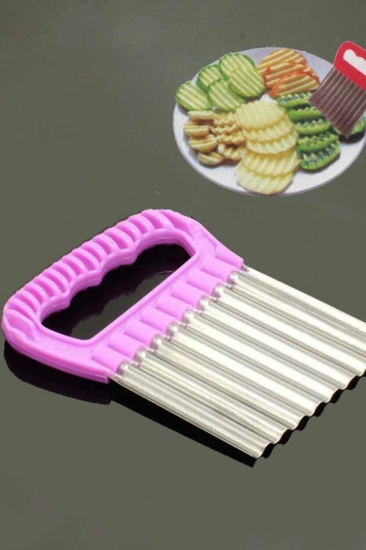 Şekilli sebze ve meyve dilimleyici, patates ve cips kesici araç