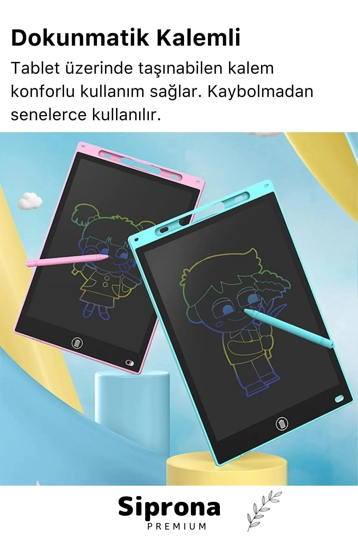 Lcd Ekranlı Kalemli Dijital Çizim Tableti Yazı Tahtası Boyama Resim Için Akıllı Çocuk Tablet 8,5 Inç