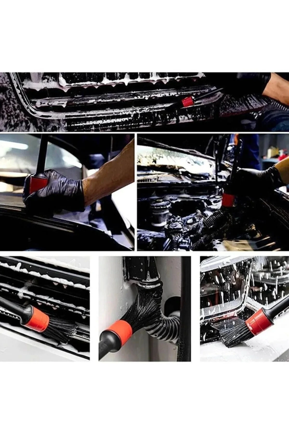 5'li Kaliteli Farklı Boyutlarda Oto Detay Fırça Seti 5 Adet Oto Araba Yıkama Klima Temizleme Fırçası