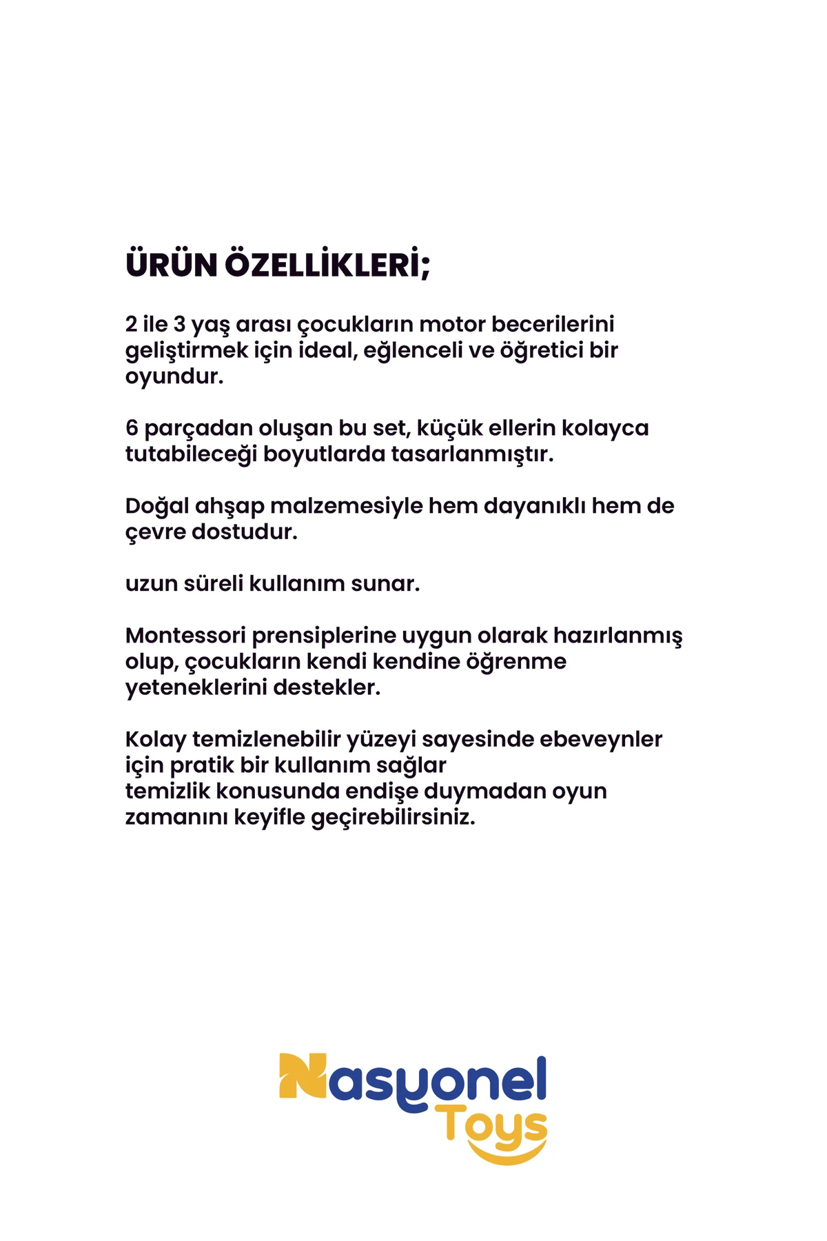 Çocuklar İçin 6’lı Ahşap Montessori Puzzle Seti – Eğitici Yapboz –