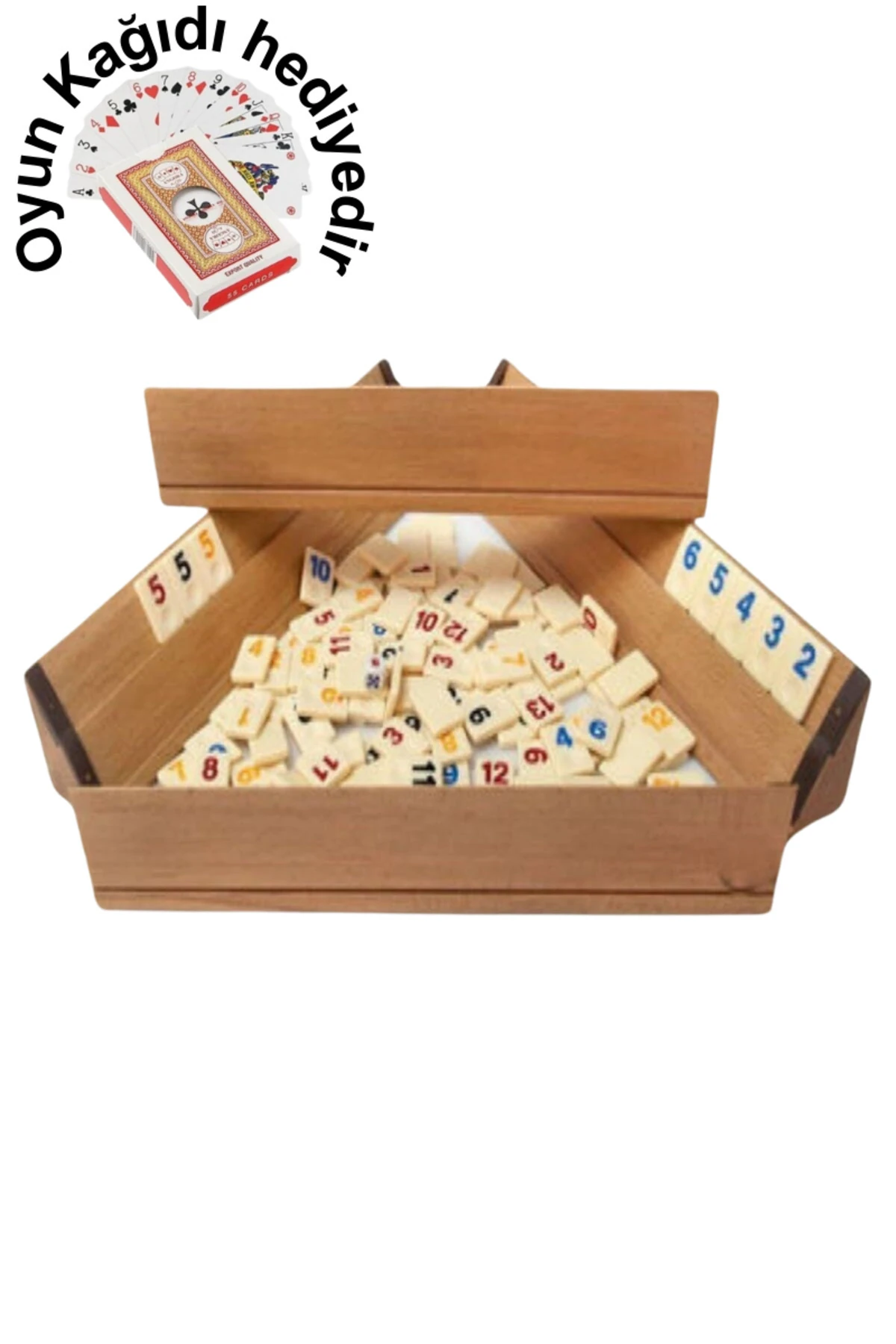 Büyük Boy Cilalı Ahşap Okey Takımı Melamin (KEMİK) Taşlı (101 Okey Oyun Seti)