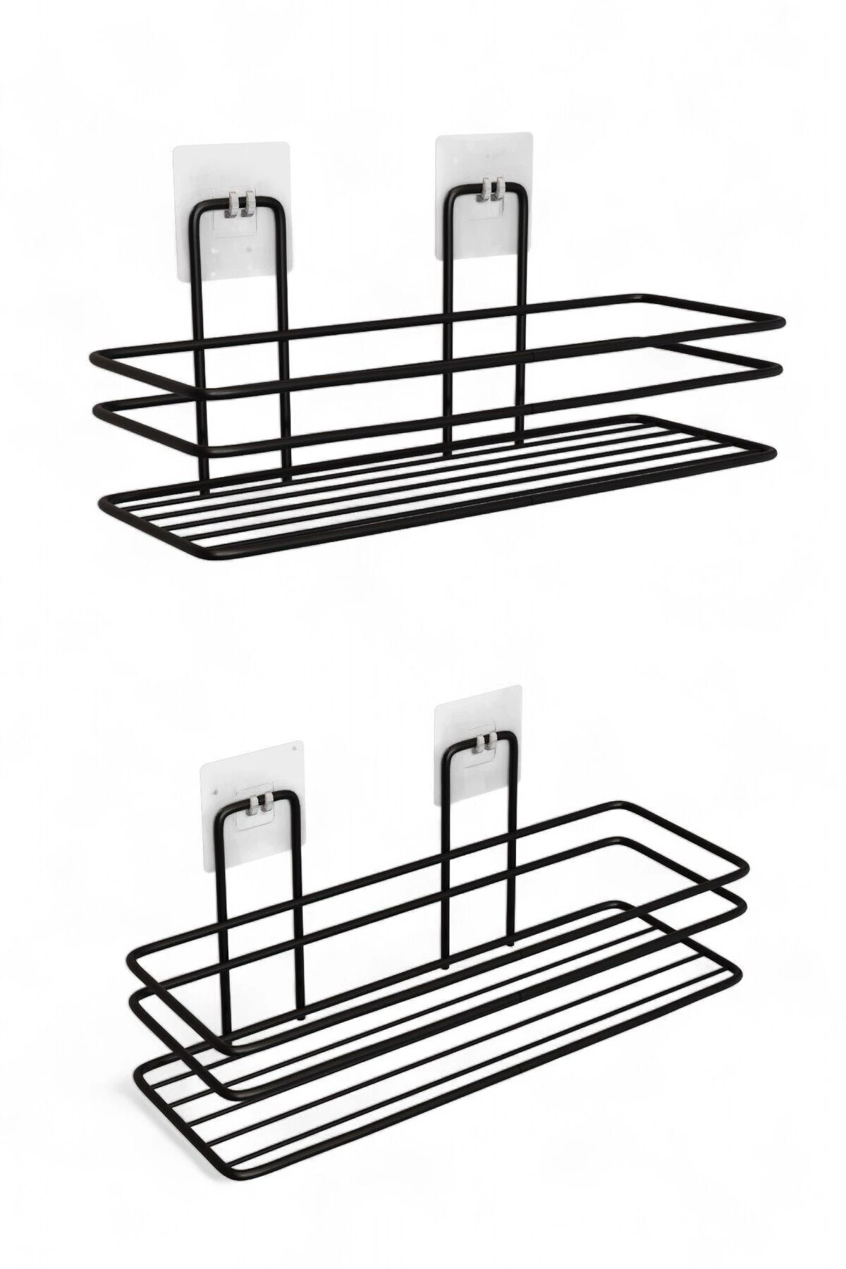 2'li Set, Pratik Ve Şık Yapışkanlı Banyo Şampuanlık Ile Banyonuzda Yer Açın