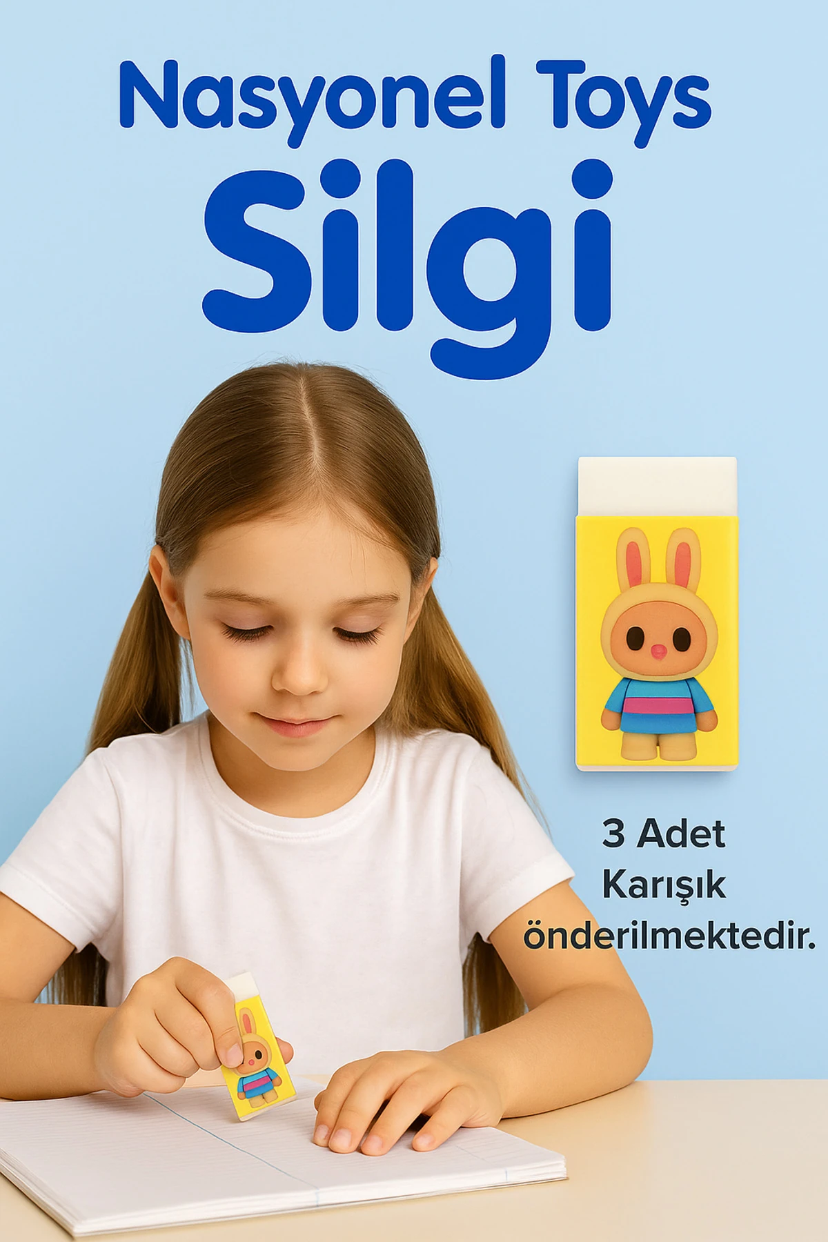 Labubu Baskılı Silgi 4’lü Set – Karışık Desenler