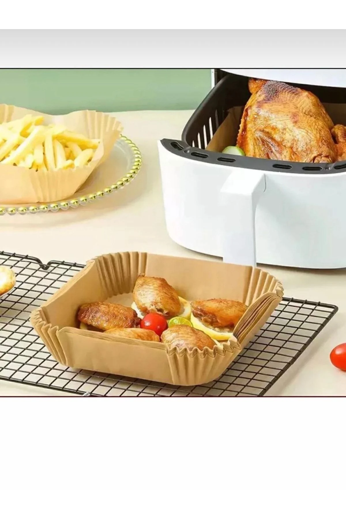 Pişirme Kağıdı Airfryer Xxl Xl Airfryer Yağlı Kağıt Xiaomi Philips Tüm Markalara Uyumlu 50 Adet