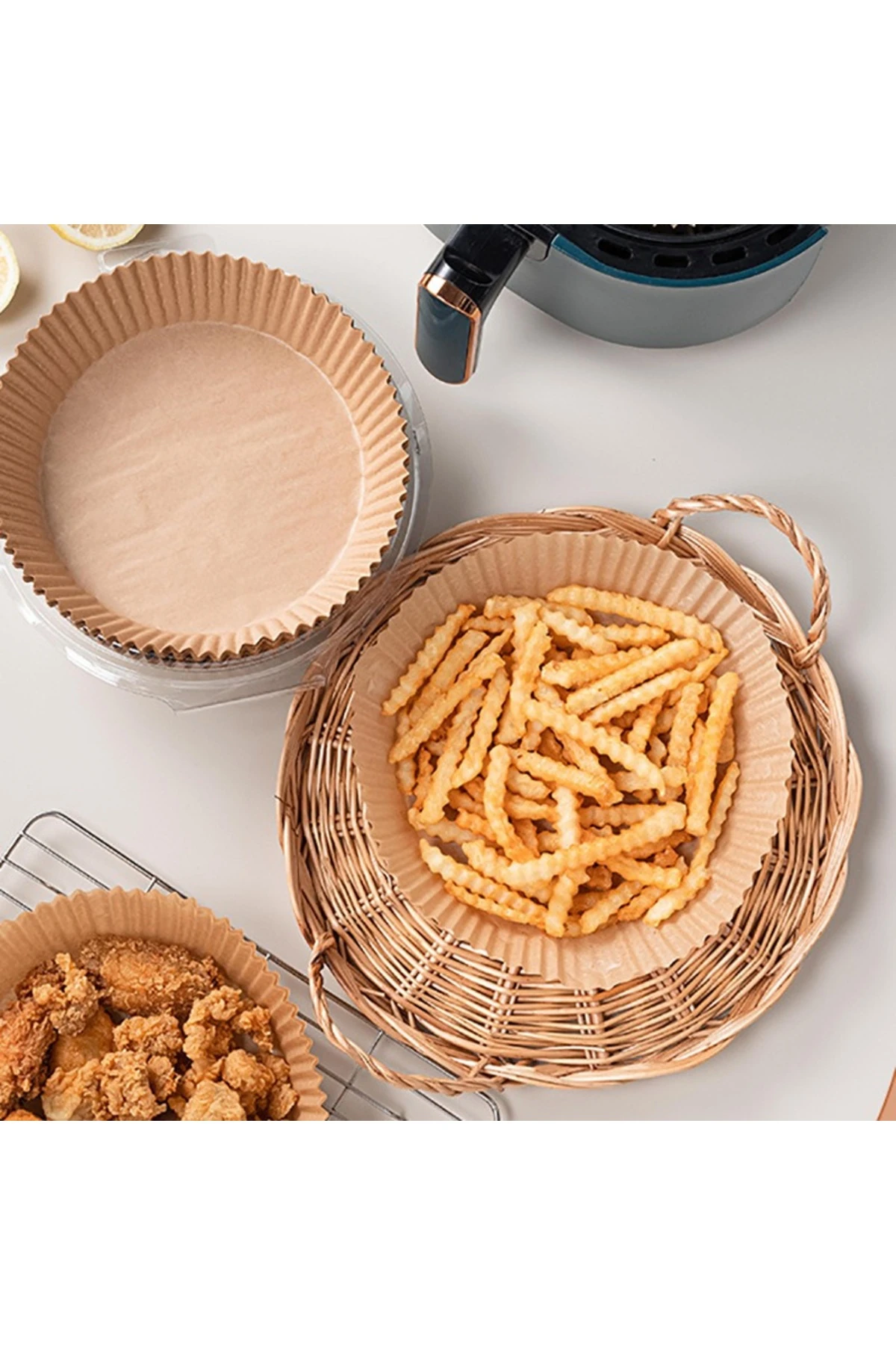 Airfryer Pişirme Kağıdı Hava Fritözü Kare Model Pişirme Kağıdı Airfryer Yağsız Firitöz 50 Adet