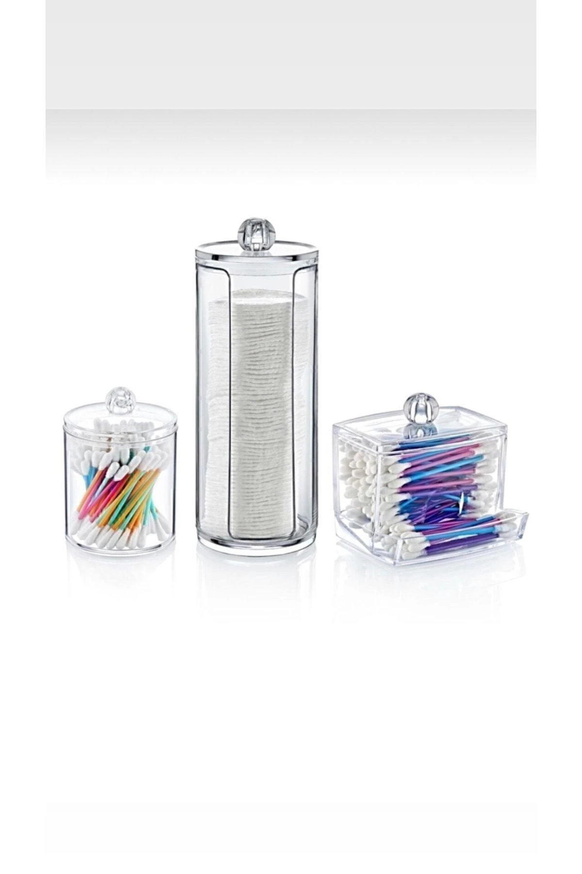 3'lü Pamuk Makyaj Organizer Seti - Fonksiyonel Ve Şık Makyaj Düzenleyici