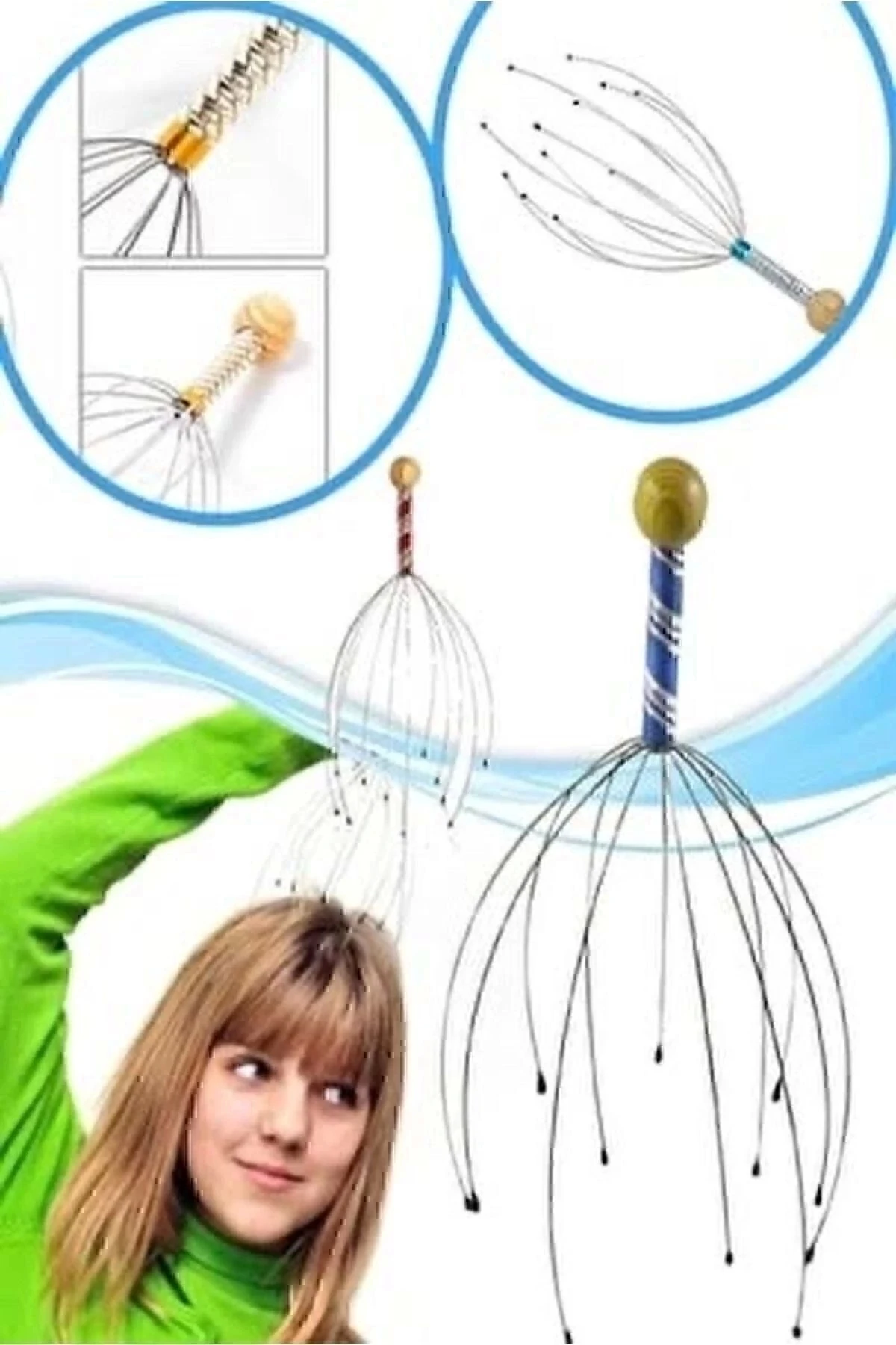 Kafa Masaj Aleti Baş Boyun Kafa Masaj Saç Kaşıma Teli 1 Adet