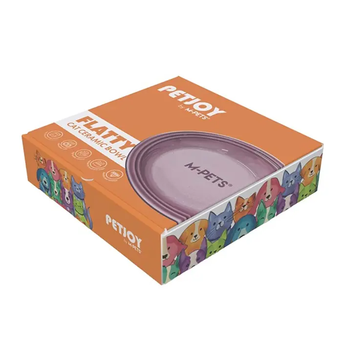 M-Pets Petjoy Flatty Seramik Kedi-Köpek Mama ve Su Kabı Mor 500ml