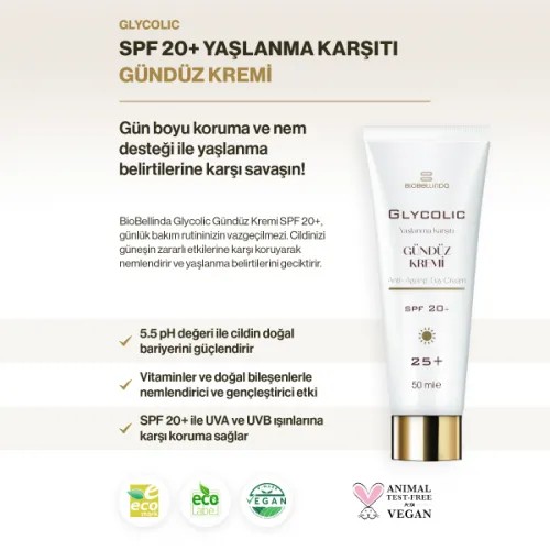 Biobellinda Glycolic Yaşlanma Karşıtı Gündüz Kremi (25+) 50 Ml