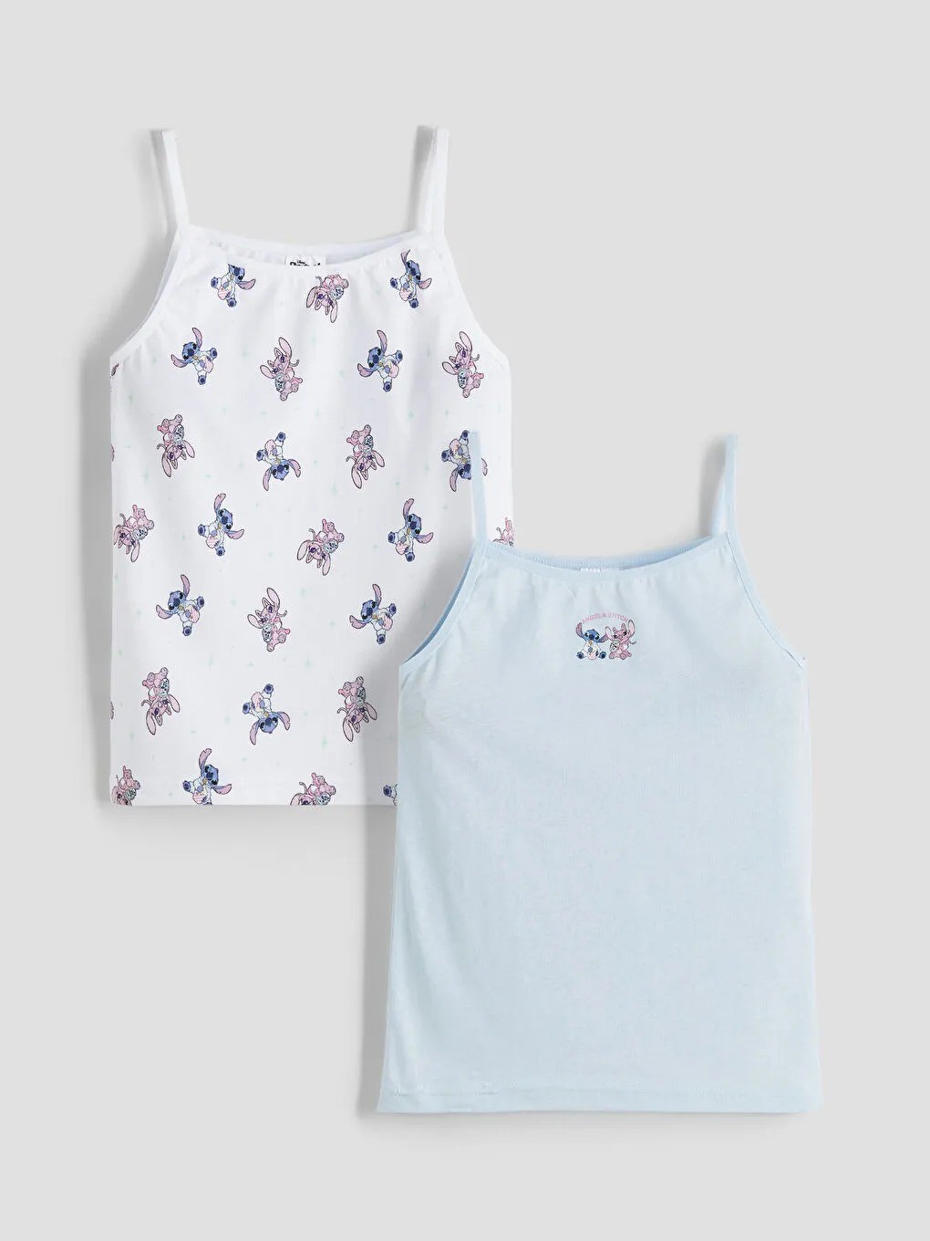 Kids Mavi Angel Ve Stitch Baskılı Kız Çocuk Atlet  2'li Takım  9-10 Yaş