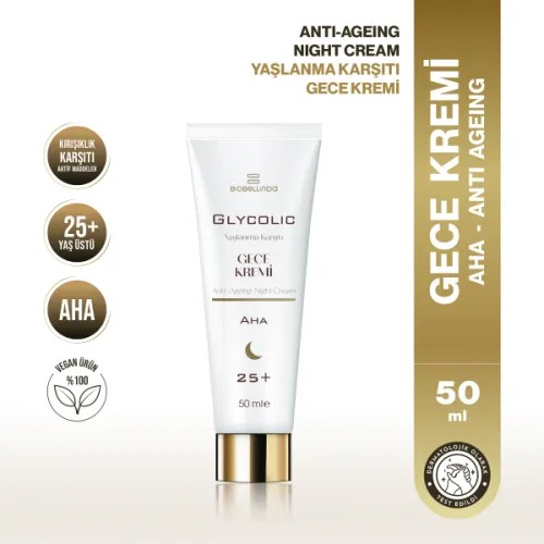 Biobellinda Glycolic Yaşlanma Karşıtı Gece Kremi Aha (25+) 50 Ml