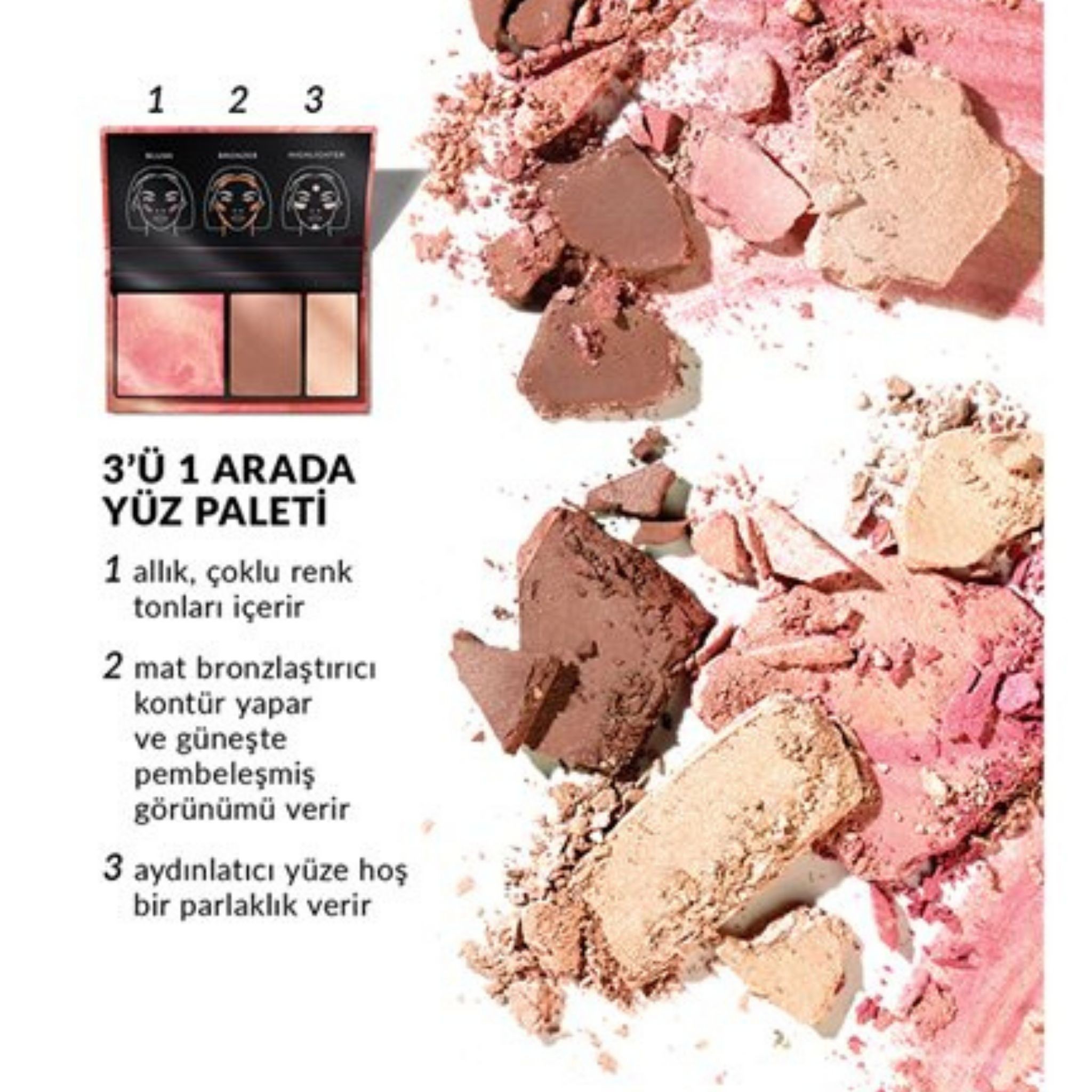 Avon Ultra Colour 3'ü 1 Arada Yüz Paleti- SUN KISSED