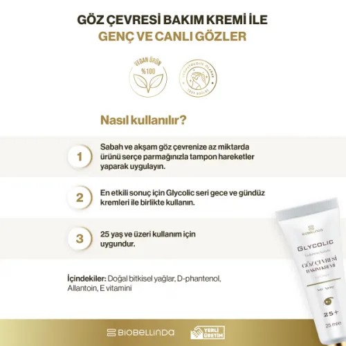 Biobellinda Glycolic Yaşlanma Karşıtı Göz Çevresi Bakım Kremi (25+) 25 Ml