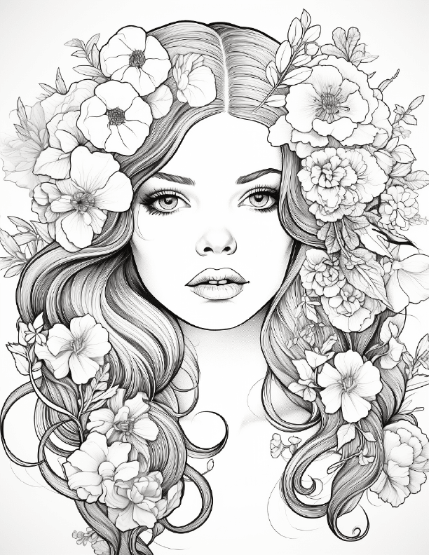 Girls with Flowers Coloring9