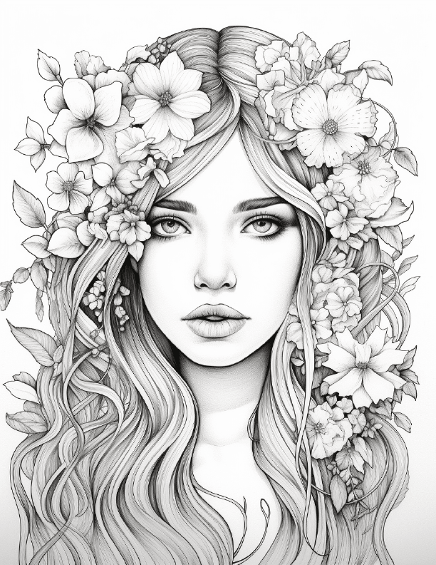 Girls with Flowers Coloring9