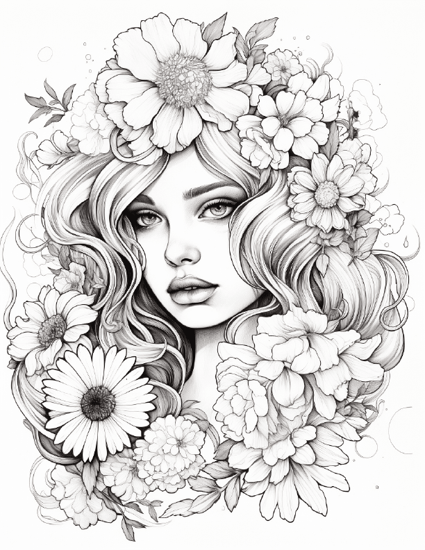 Girls with Flowers Coloring9