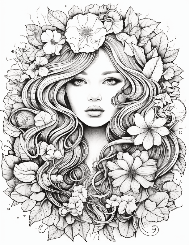 Girls with Flowers Coloring9