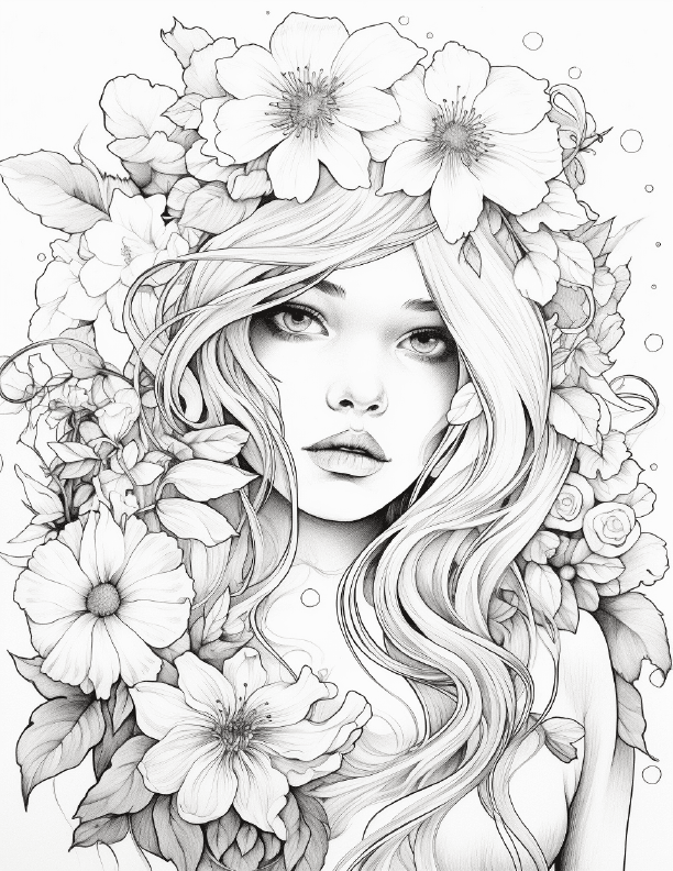 Girls with Flowers Coloring9