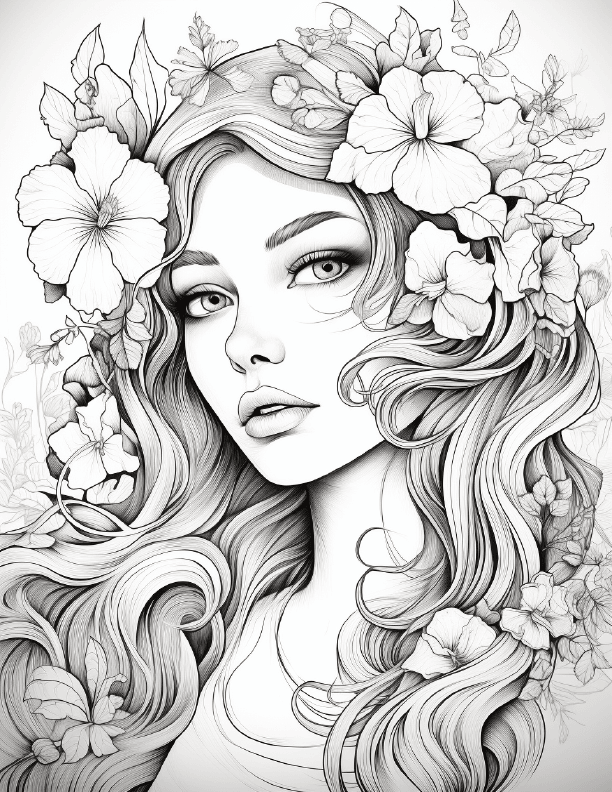 Girls with Flowers Coloring9