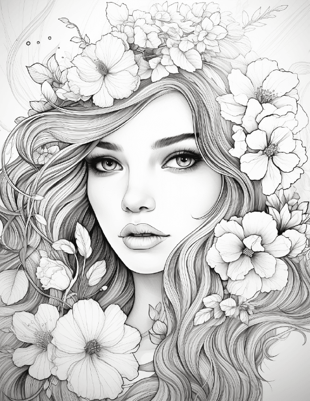 Girls with Flowers Coloring9