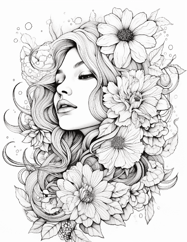 Girls with Flowers Coloring9