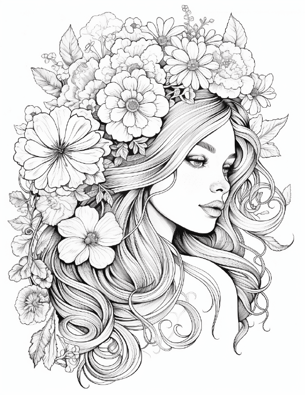 Girls with Flowers Coloring9